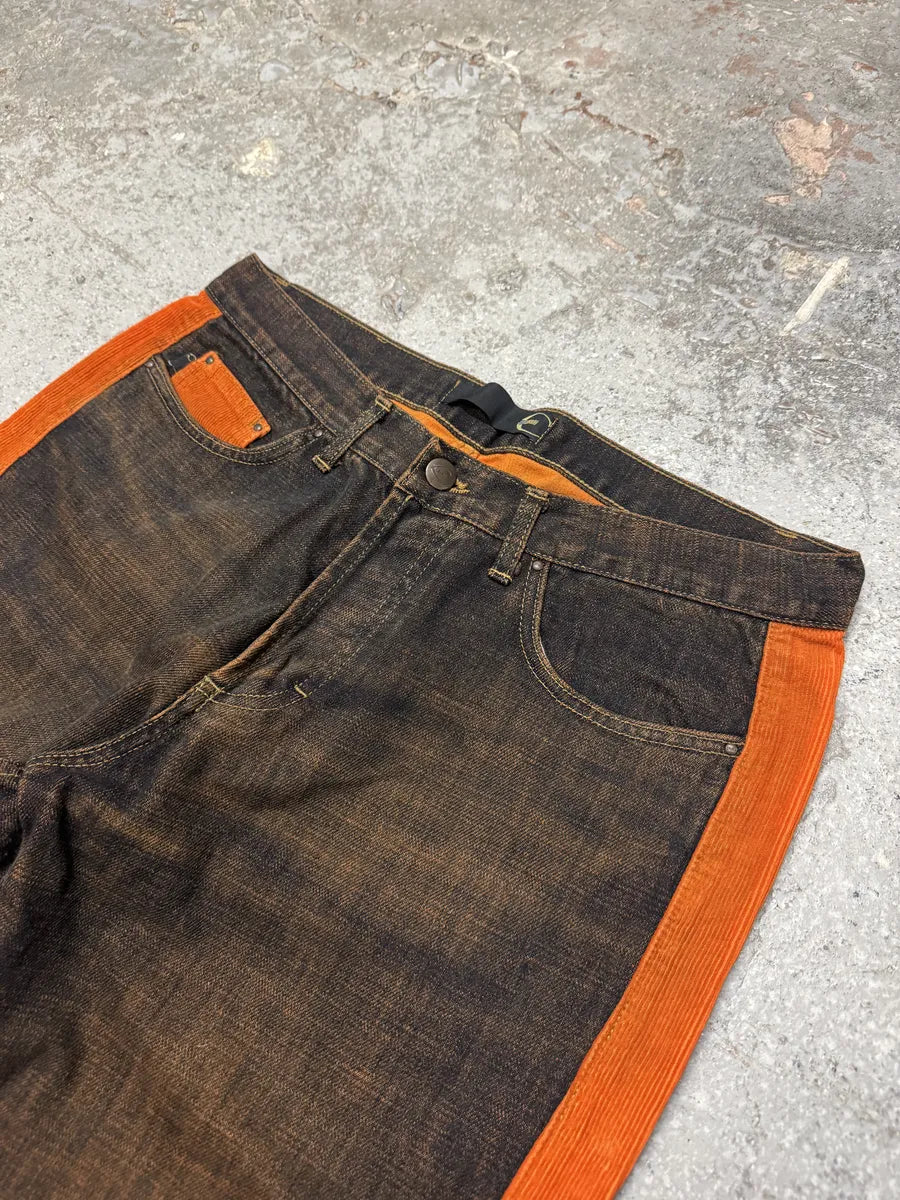 2000s Cavalli Faded Orange Velvet Line Denim Jeans uJdgmdE 8