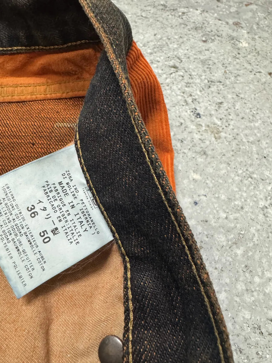 2000s Cavalli Faded Orange Velvet Line Denim Jeans uJdgmdE 9