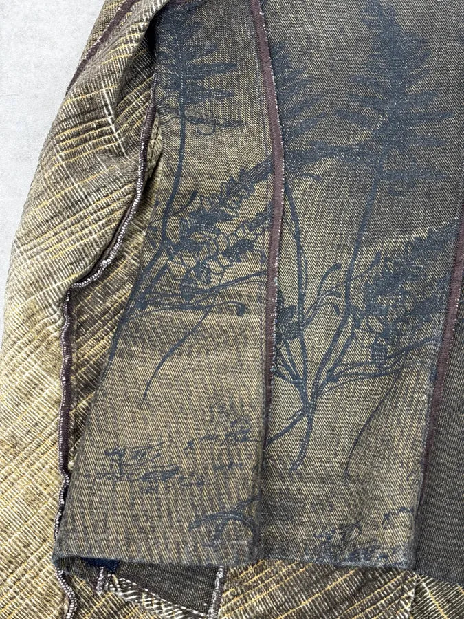 2000s Cavalli Faded Tattoo Wheat Blazer Jacket jTKKnOp 7