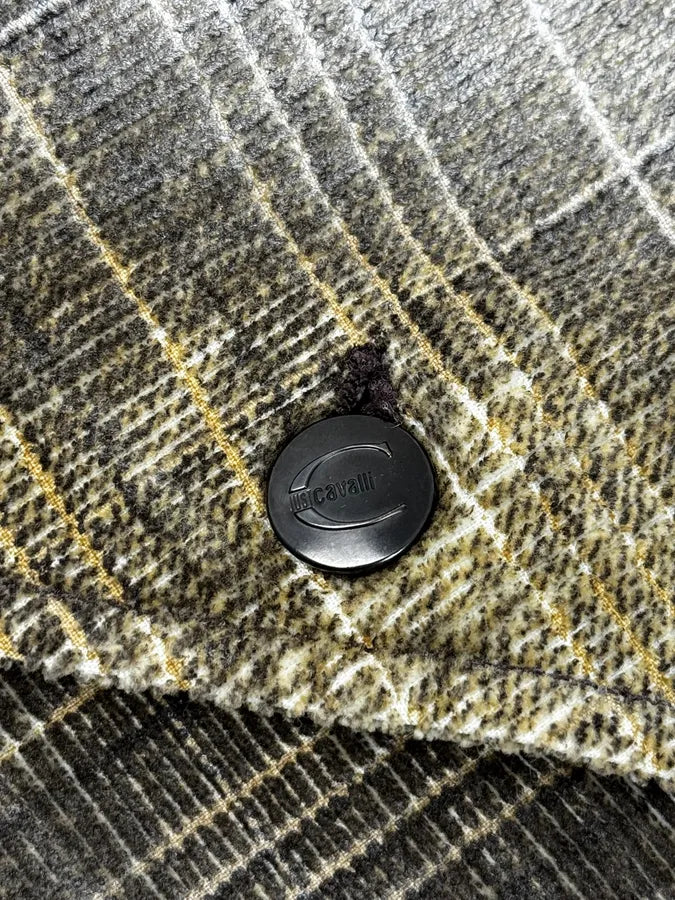 2000s Cavalli Faded Tattoo Wheat Blazer Jacket jTKKnOp 9