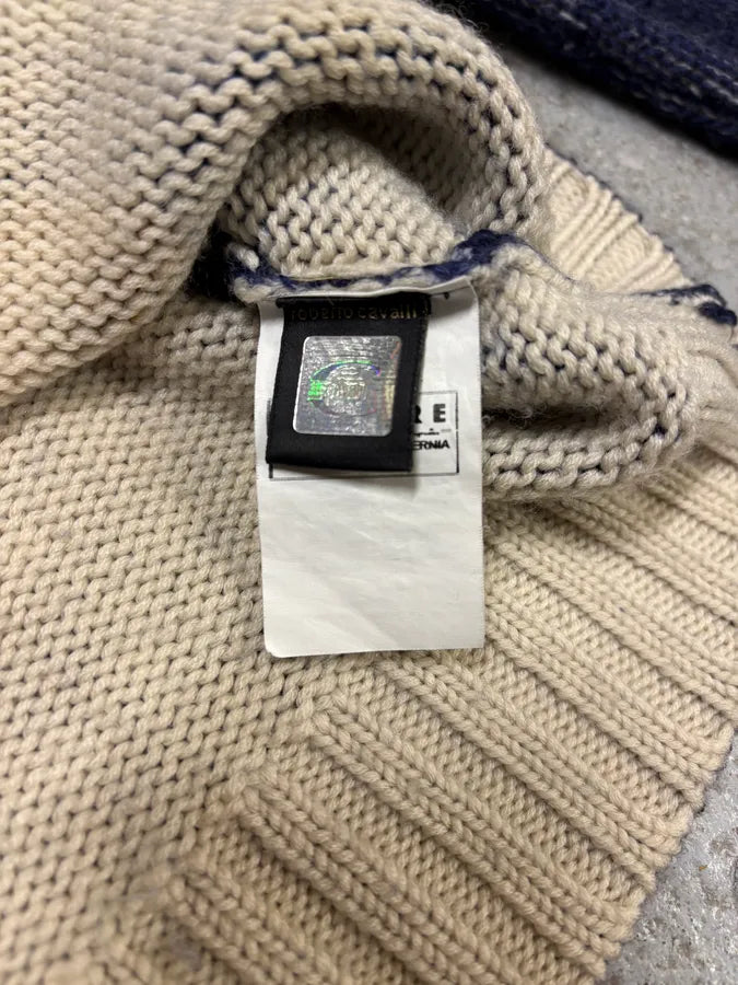 2000s Cavalli Fantasy Blue Zip-Up Wool Sweater HcOucrg 7