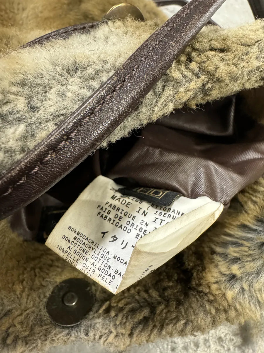 2000s Cavalli Faux Fur Beige Effect Shoulder Bag EedIYXw 4