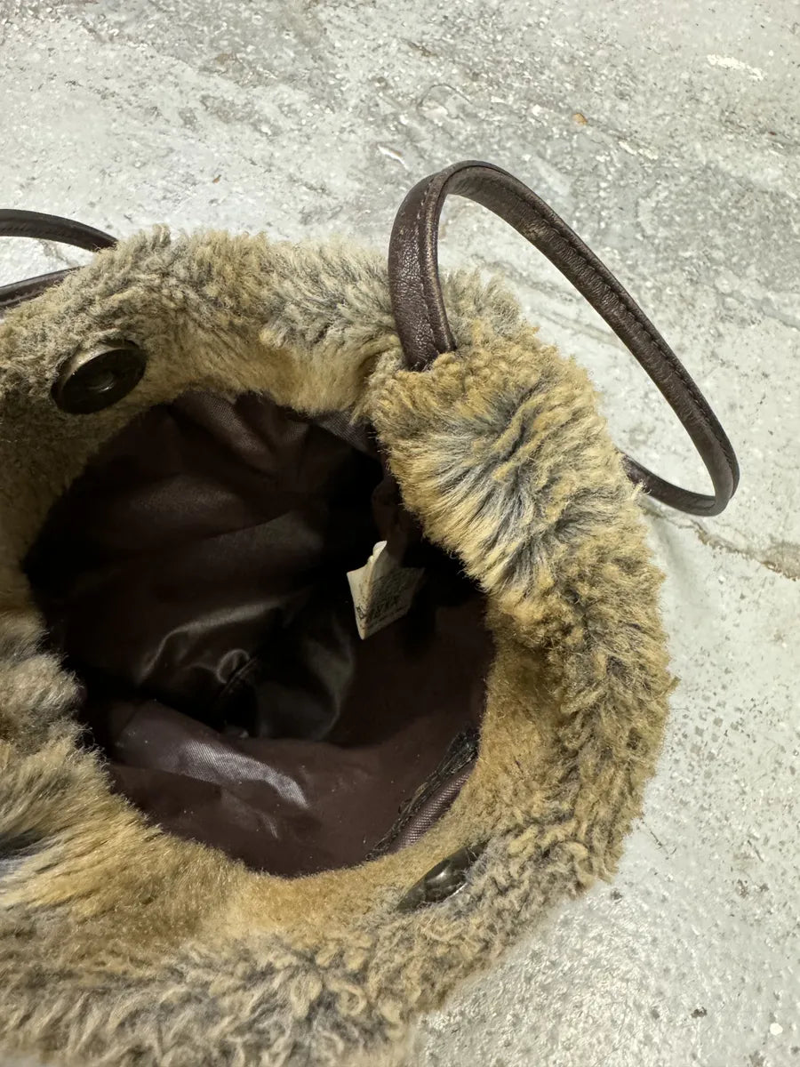 2000s Cavalli Faux Fur Beige Effect Shoulder Bag EedIYXw 5