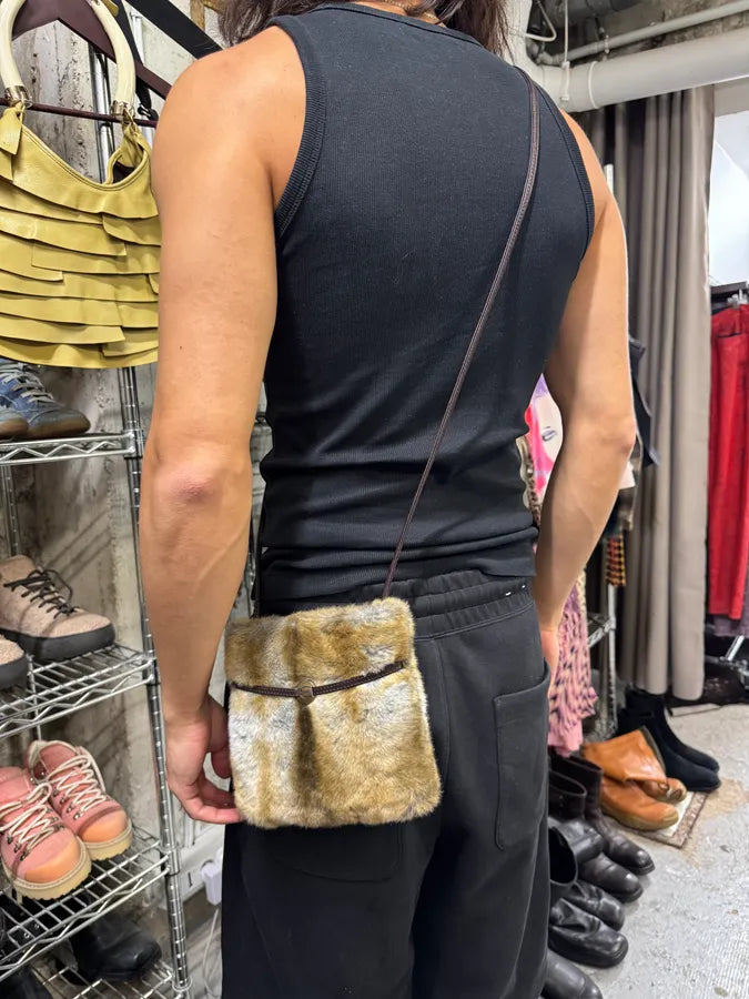 2000s Cavalli Faux Fur Beige Effect Shoulder Bag (OS) cmVxkbp 1