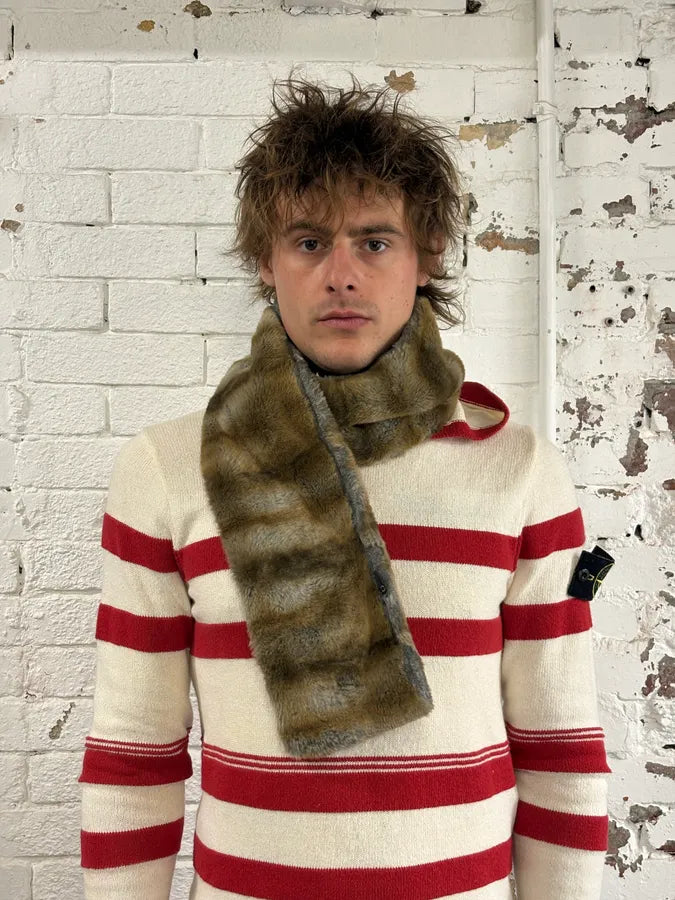 2000s Cavalli Faux Fur Beige Scarf DMFHBUb 0