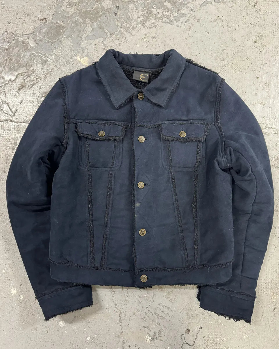 2000s Cavalli Faux Fur Distressed Rebel Blue Jacket (XS) 0