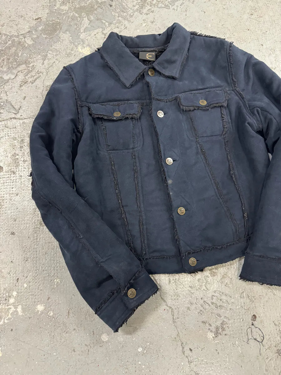 2000s Cavalli Faux Fur Distressed Rebel Blue Jacket (XS) 1