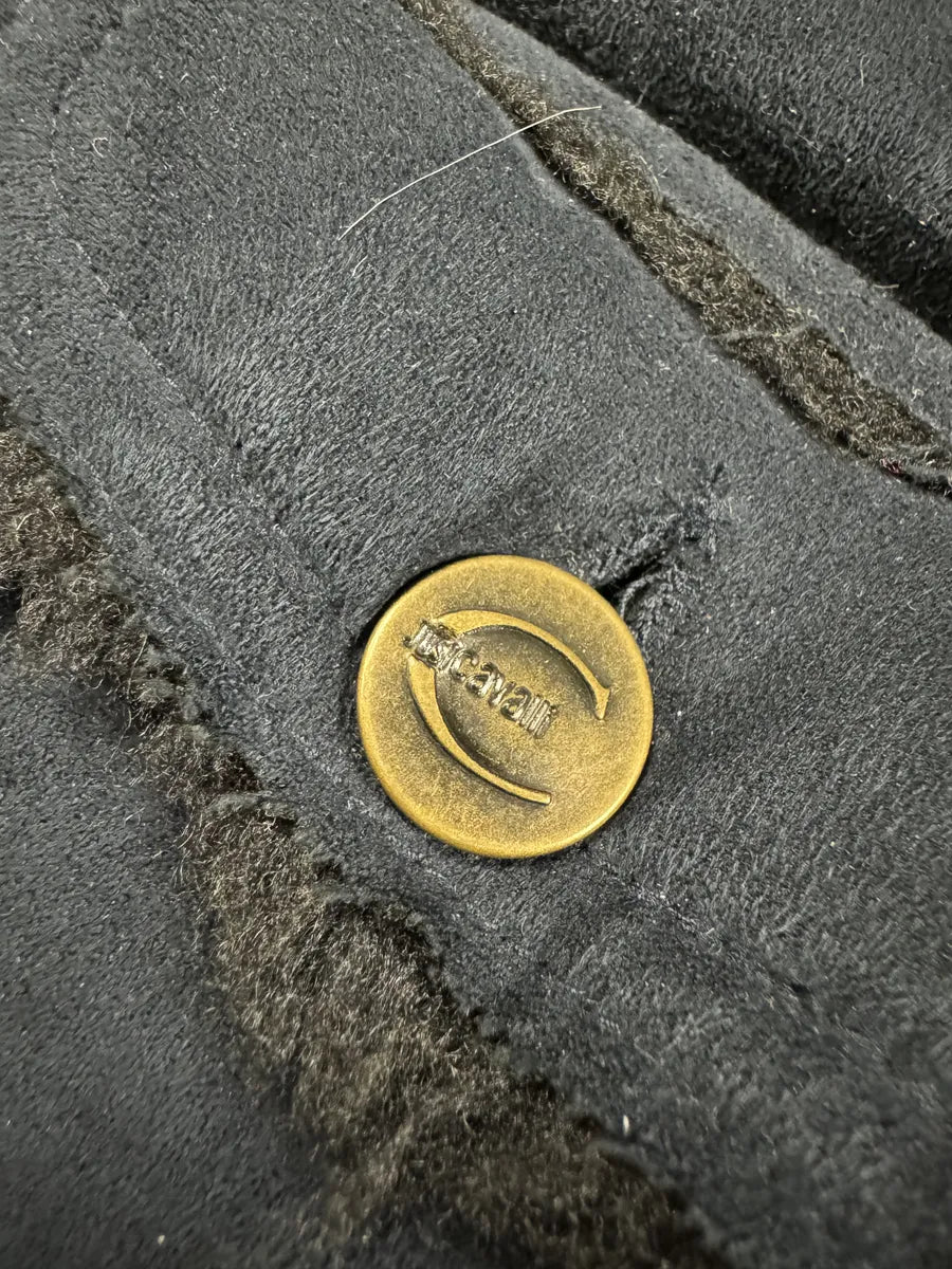 2000s Cavalli Faux Fur Distressed Rebel Blue Jacket (XS) 4