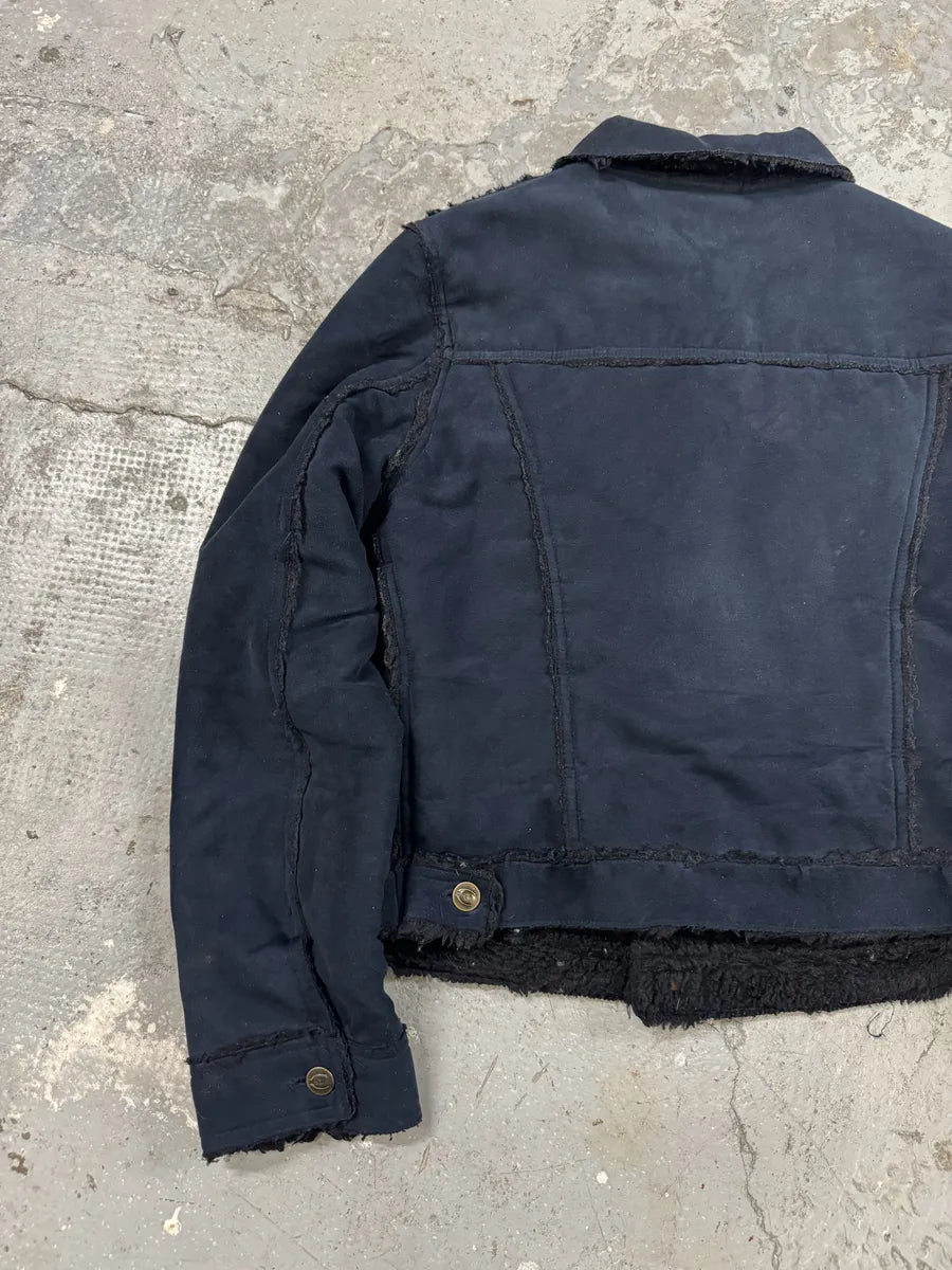 2000s Cavalli Faux Fur Distressed Rebel Blue Jacket (XS) 5