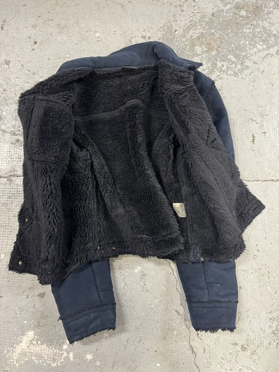 2000s Cavalli Faux Fur Distressed Rebel Blue Jacket (XS) 7