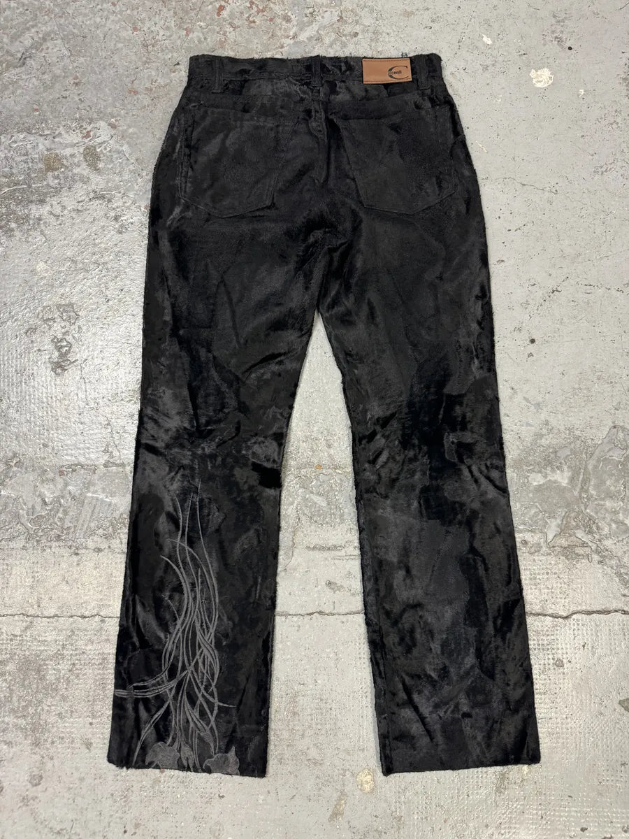 2000s Cavalli Faux Fur Effect Black Pants EyRdDyA 1