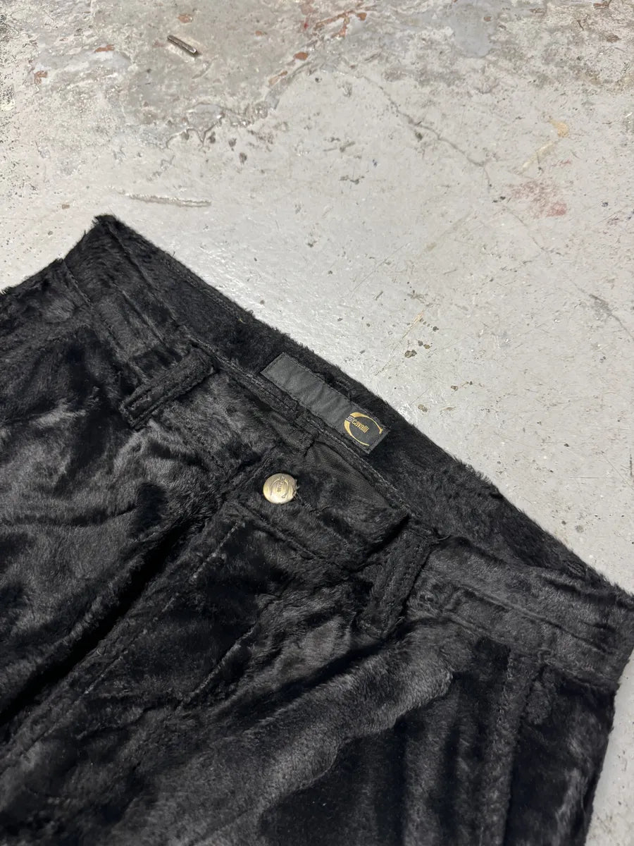 2000s Cavalli Faux Fur Effect Black Pants ffvTOhO 11