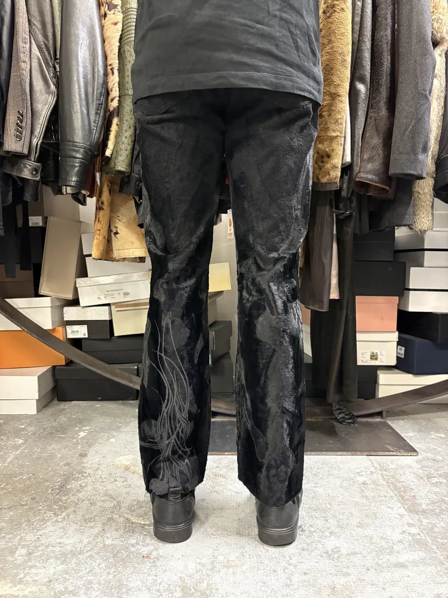 2000s Cavalli Faux Fur Effect Black Pants ffvTOhO 3