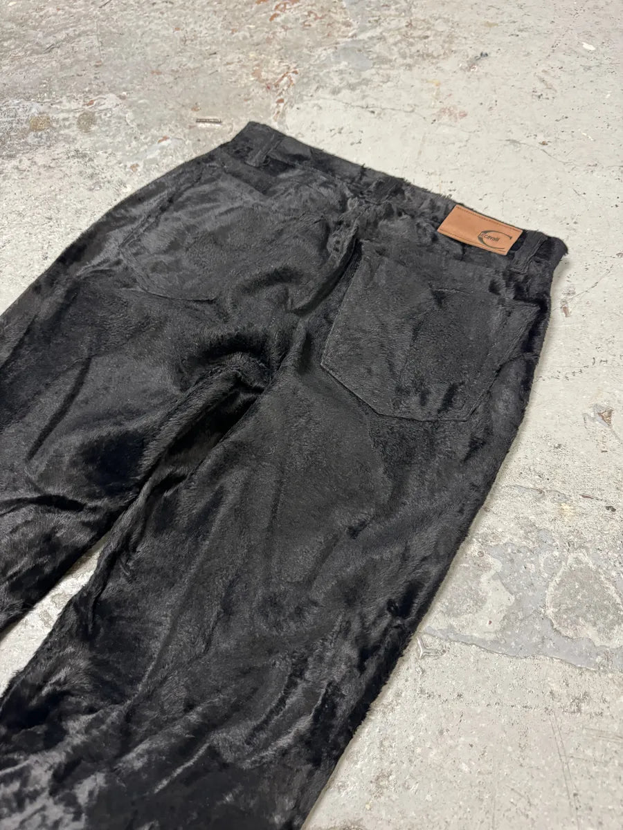 2000s Cavalli Faux Fur Effect Black Pants ffvTOhO 7