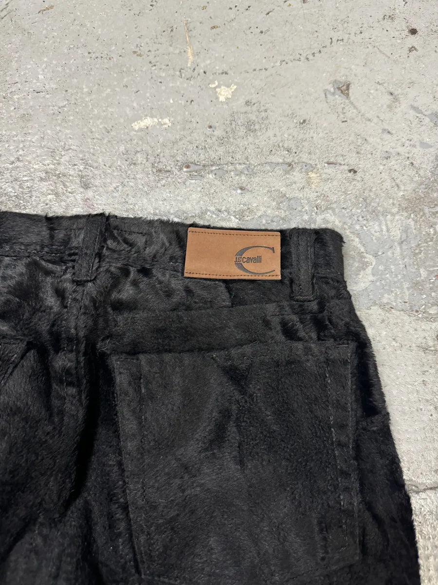 2000s Cavalli Faux Fur Effect Black Pants EyRdDyA 8