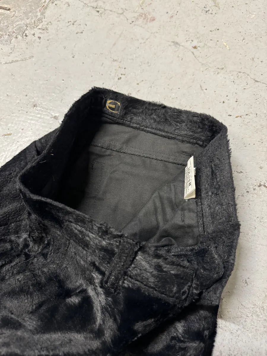2000s Cavalli Faux Fur Effect Black Pants ffvTOhO 9
