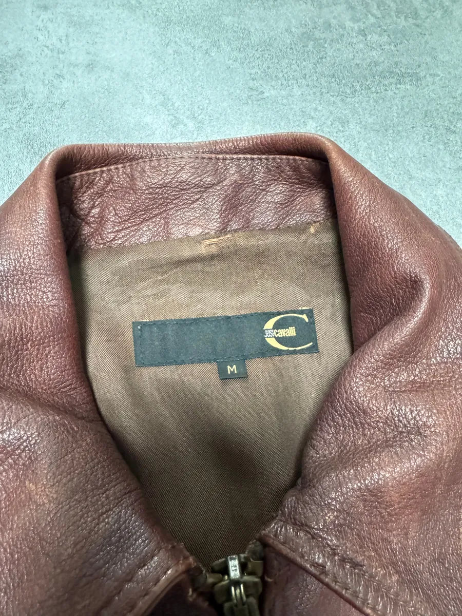 2000s Cavalli Fight Club Faded Burgundy Leather Jacket (M) IffmNbD 5