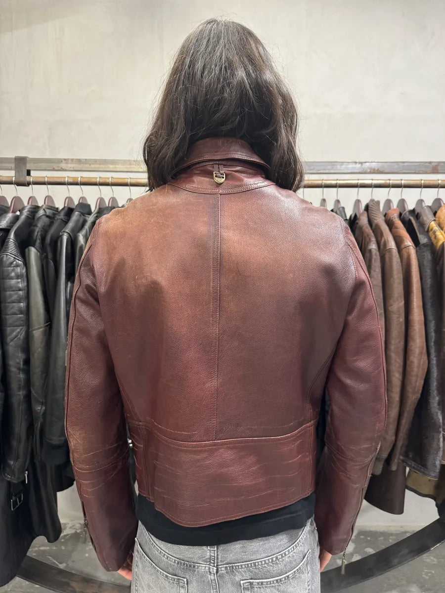 2000s Cavalli Fight Club Faded Burgundy Leather Jacket (M) IffmNbD 3