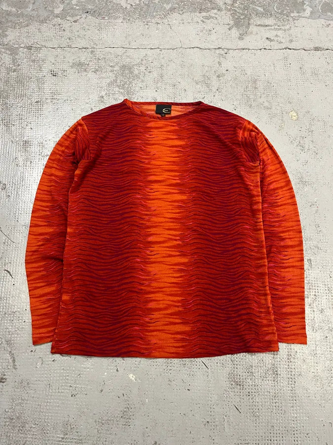 2000s Cavalli Fire Waves Orange & Red Longsleeve tGtWYuy 0