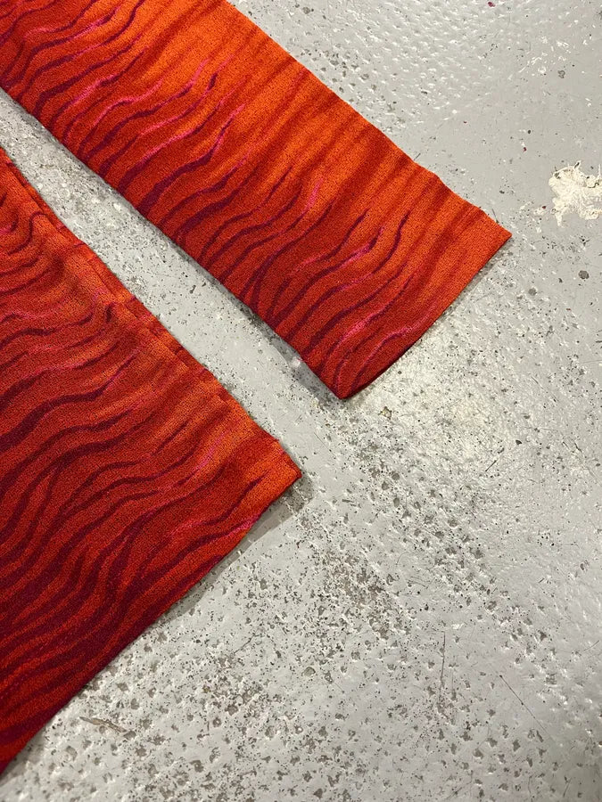 2000s Cavalli Fire Waves Orange & Red Longsleeve tGtWYuy 5