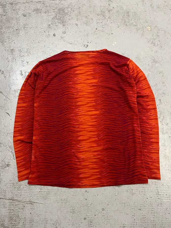 2000s Cavalli Fire Waves Orange & Red Longsleeve tGtWYuy 6