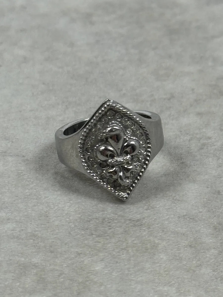 2000s Cavalli Fleur De Lys Pave Ring LFgEOvY 0