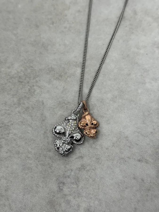 2000s Cavalli Fleur de Lys Silver & Copper Necklace qtjNfAU 3