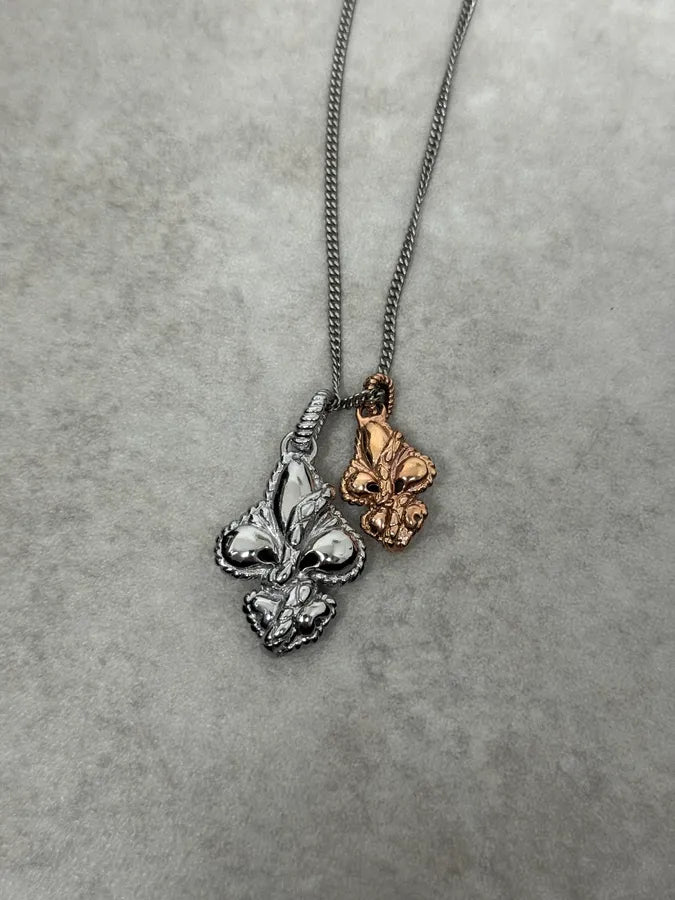 2000s Cavalli Fleur de Lys Silver & Copper Necklace qtjNfAU 5