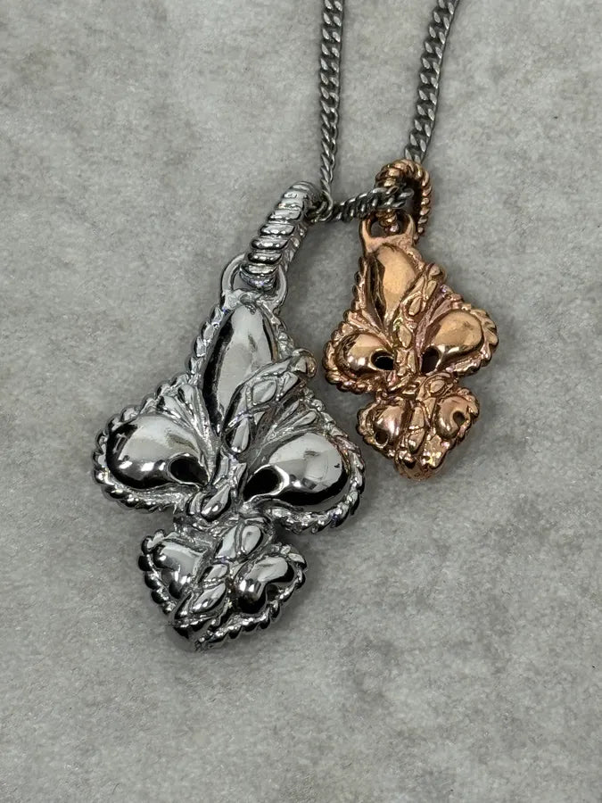 2000s Cavalli Fleur de Lys Silver & Copper Necklace qtjNfAU 7