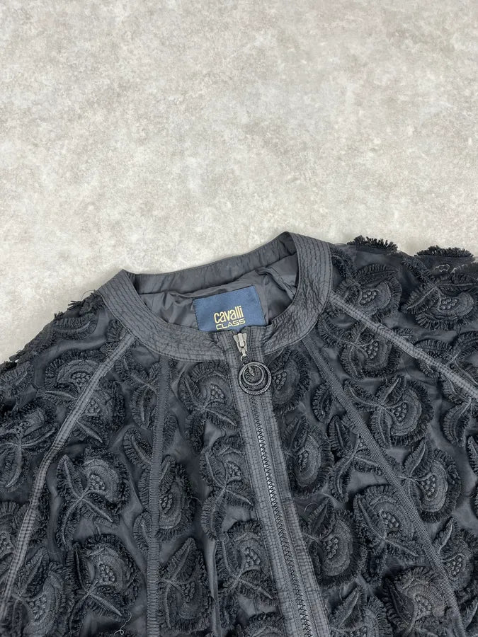 2000s Cavalli Flowers Abstract Embroidered Bomber Jacket cqvqLhy 4