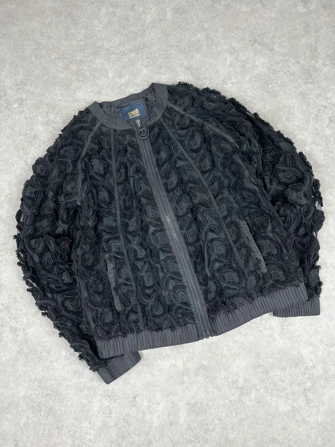 2000s Cavalli Flowers Abstract Embroidered Bomber Jacket cqvqLhy 3
