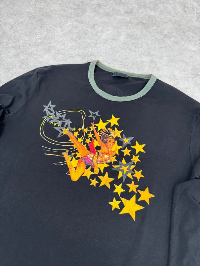 2000s Cavalli Free Woman Stars Black Longsleeves QdTMWMR 3