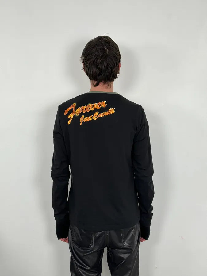 2000s Cavalli Free Woman Stars Black Longsleeves QdTMWMR 2