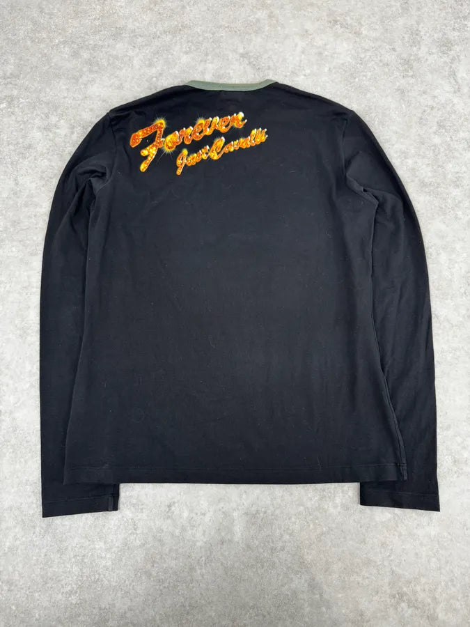 2000s Cavalli Free Woman Stars Black Longsleeves QdTMWMR 5