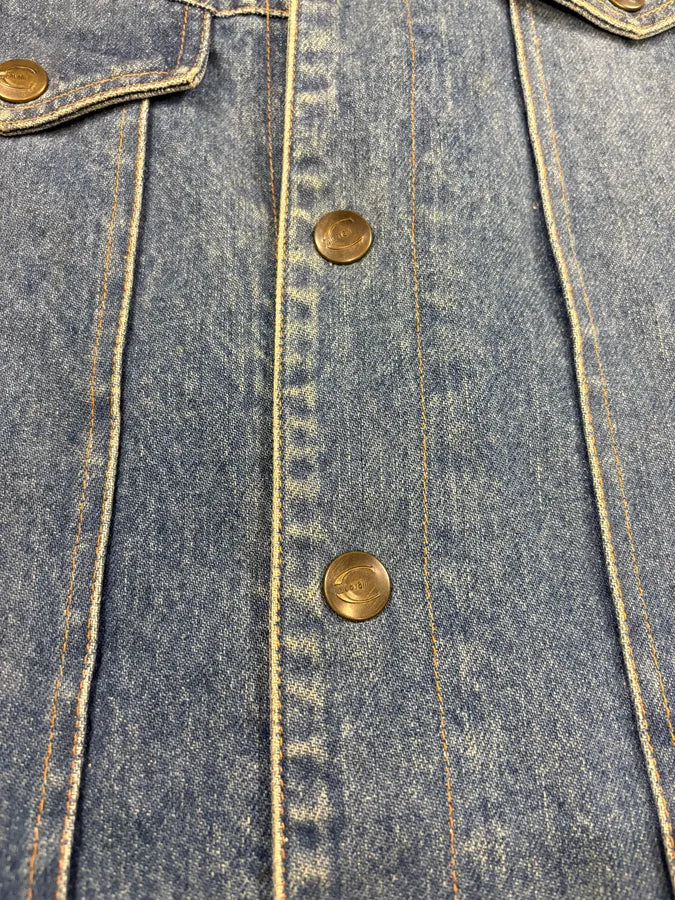 2000s Cavalli Fur Collar Blue Denim Jacket tNXDzAu 9