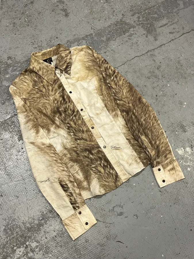 2000s Cavalli Fur Movement Beige Shirt uhXKtVB 3