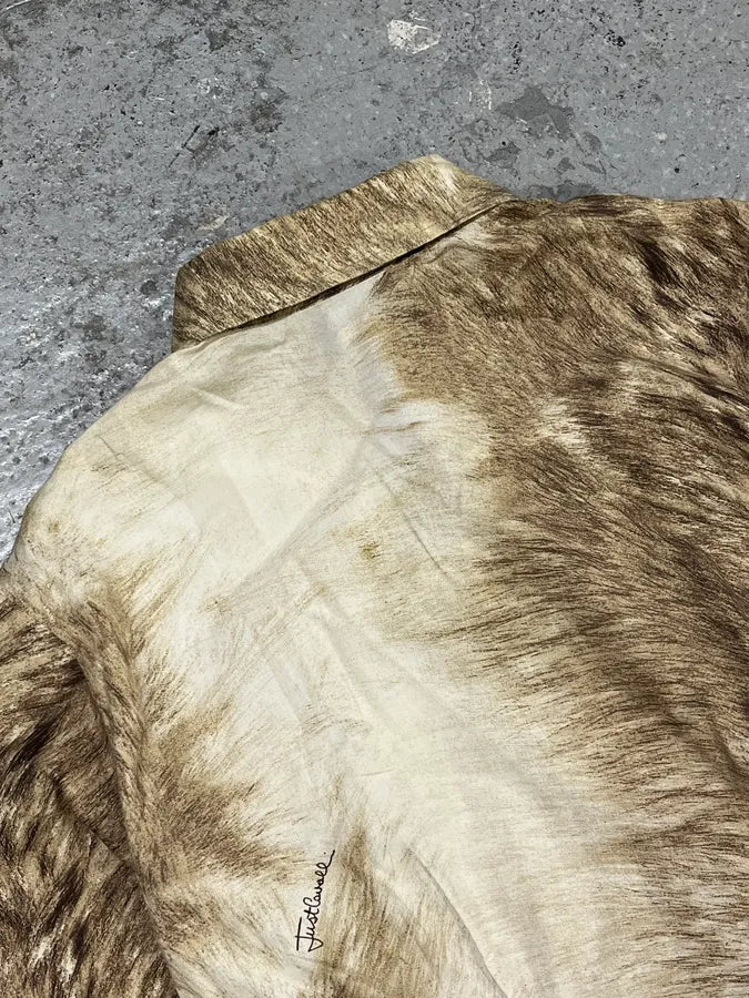 2000s Cavalli Fur Movement Beige Shirt uhXKtVB 6