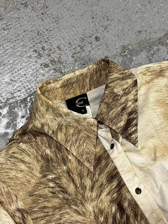 2000s Cavalli Fur Movement Beige Shirt uhXKtVB 4