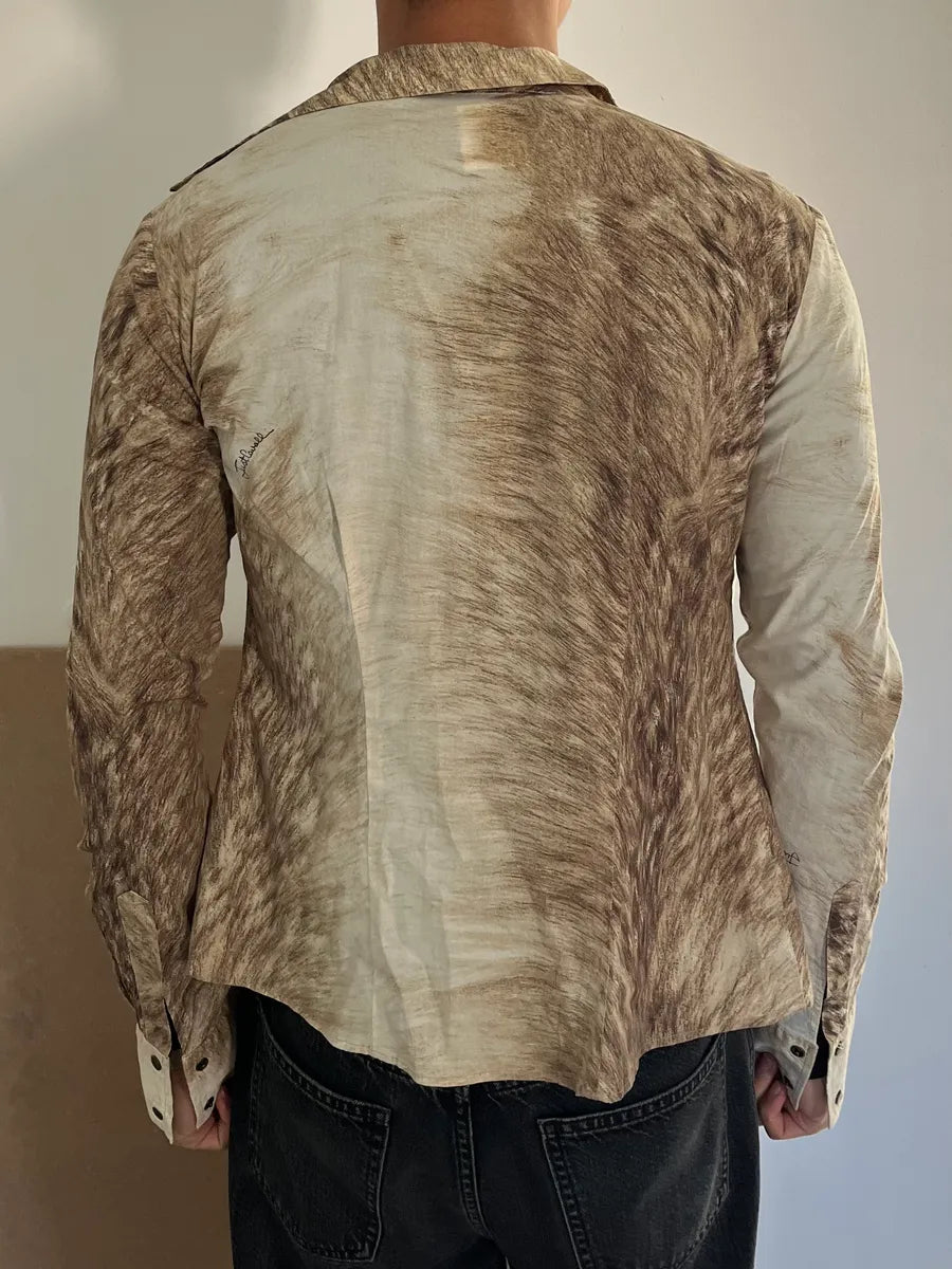 2000s Cavalli Fur Movement Beige Shirt uhXKtVB 2