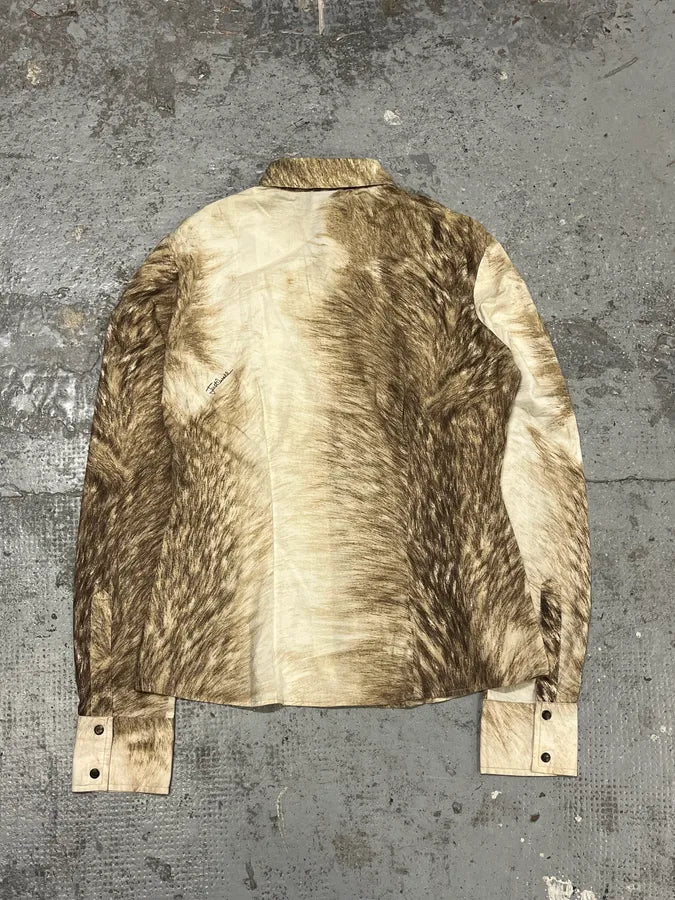 2000s Cavalli Fur Movement Beige Shirt uhXKtVB 5