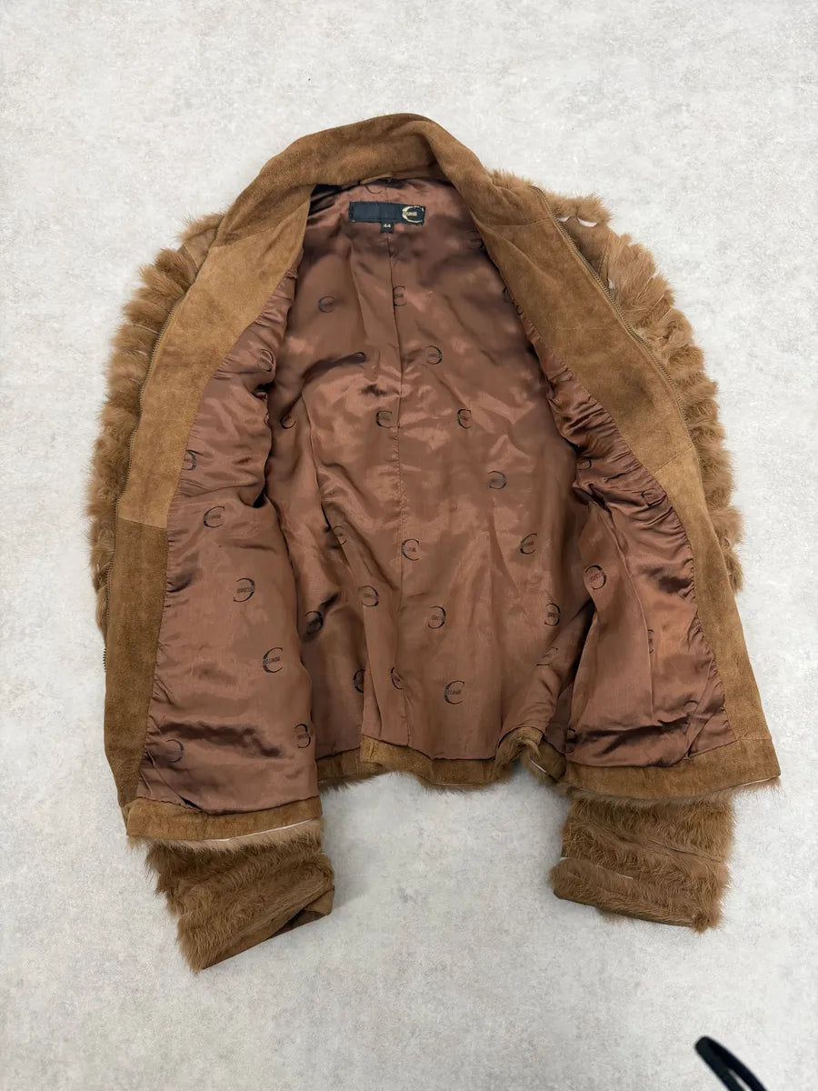 2000s Cavalli Fur Officer Napoleon Camel Suede Mink Leather Jacket uaaLOgx 4