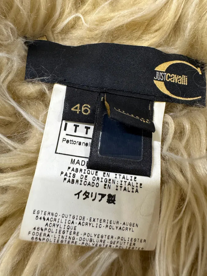 2000s Cavalli Fur White Asian Birds & Flowers Coat (L) IRYujyU 8