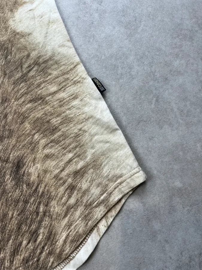 2000s Cavalli Fury Wolf Effect Beige T-Shirt OxuFZoG 4