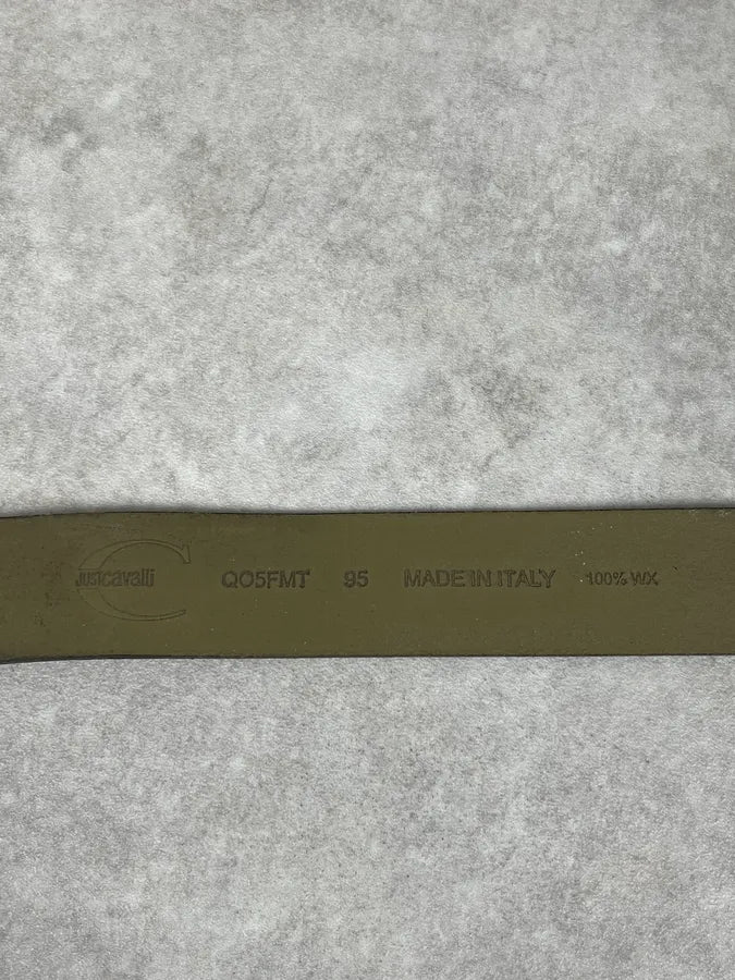 2000s Cavalli Gold Buckle Brown Leather Belt BcXnMhf 5