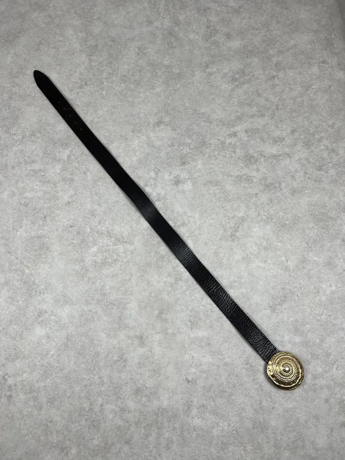 2000s Cavalli Gold Buckle Brown Leather Belt IcFDFjD 8