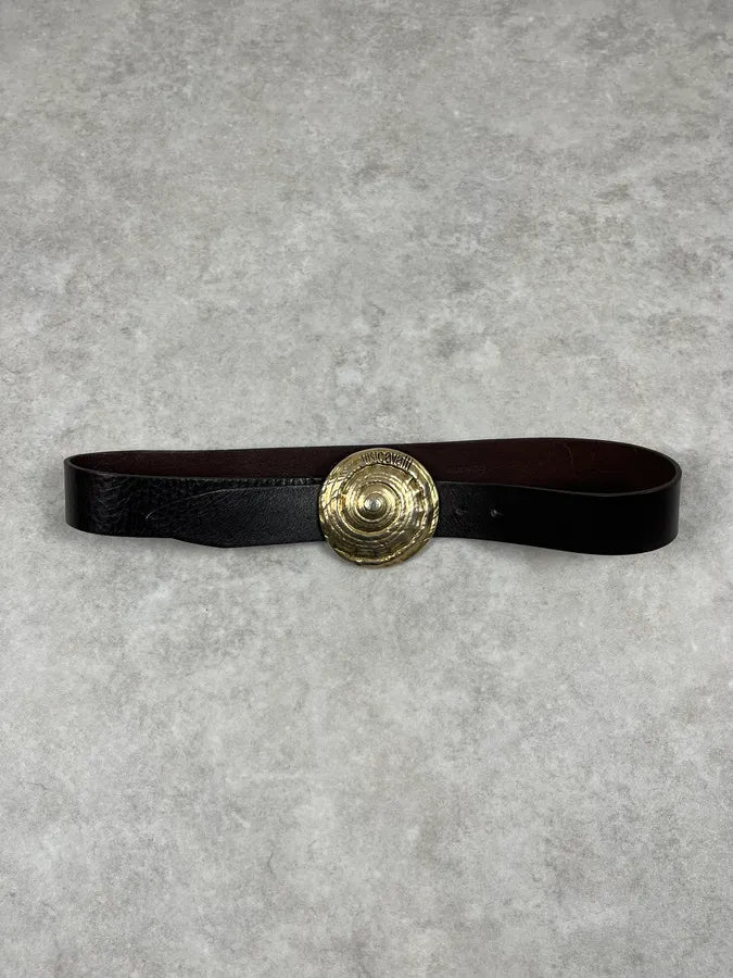 2000s Cavalli Gold Buckle Brown Leather Belt IcFDFjD 4