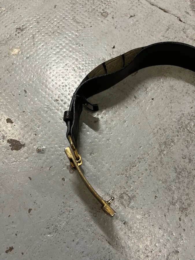 2000s Cavalli Golden Brut Rectangle Black Leather Belt vZTlLIW 10