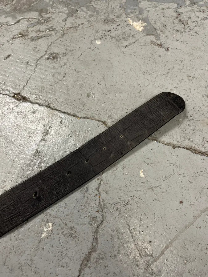 2000s Cavalli Golden Brut Rectangle Black Leather Belt vZTlLIW 6