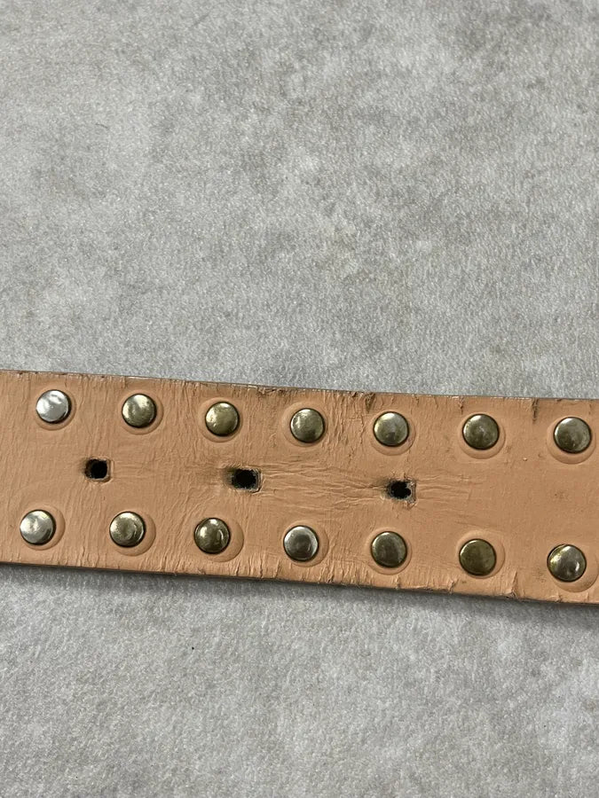 2000s Cavalli Golden Crocodile Effect Studded Leather Belt nwgsEwD 6