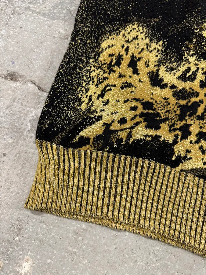 2000s Cavalli Golden Panther Sleeveless High Neck Sweater ranwrsd 2